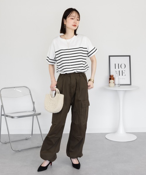 aity(アイティ)の「パネルボーダー 5分袖トップス Tシャツ カットソー シンプル カジュアル レディース 半袖 ボーダー きれいめ コットン(Tシャツ/カットソー・レディース・ホワイト×ブラック/ブラック×ホワイト・M~L/LL~3L/4L~5L)」の12枚目の写真