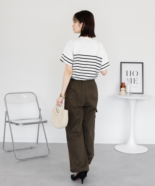 aity(アイティ)の「パネルボーダー 5分袖トップス Tシャツ カットソー シンプル カジュアル レディース 半袖 ボーダー きれいめ コットン(Tシャツ/カットソー・レディース・ホワイト×ブラック/ブラック×ホワイト・M~L/LL~3L/4L~5L)」の18枚目の写真