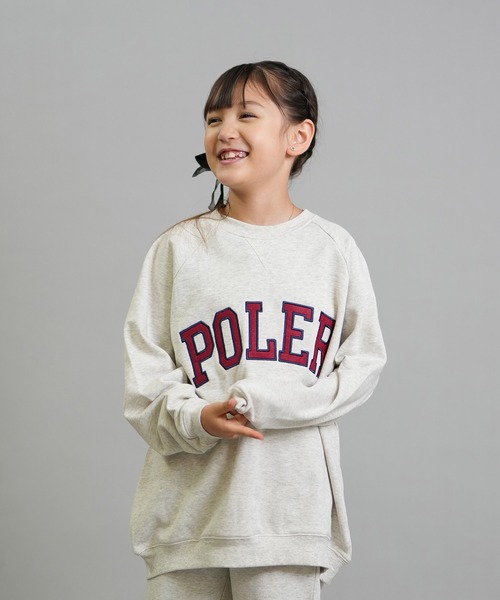 POLeR(ポーラー)の「POLER/ポーラー トレーナー スウェット キッズ クルーネック カレッジロゴ 裏毛 セットアップ対応 KIDS COLLEGE CREW 259MCV0038(スウェット・キッズ・チャコール/オートミール・160cm/150cm/140cm/130cm)」の11枚目の写真