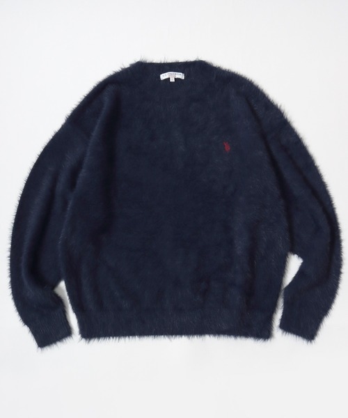 U.S. POLO ASSN.(ユーエスポロアッスン)の「U.S. POLO ASSN./ユーエスポロアッスン オーバーサイズ シャギーニット ロゴ ワンポイント刺繍 クルーネック セーター/レディース メンズ(ニット/セーター・メンズ・ブルー/ベージュ/ネイビー/ブラック/オレンジ・M/L/LL)」の3枚目の写真