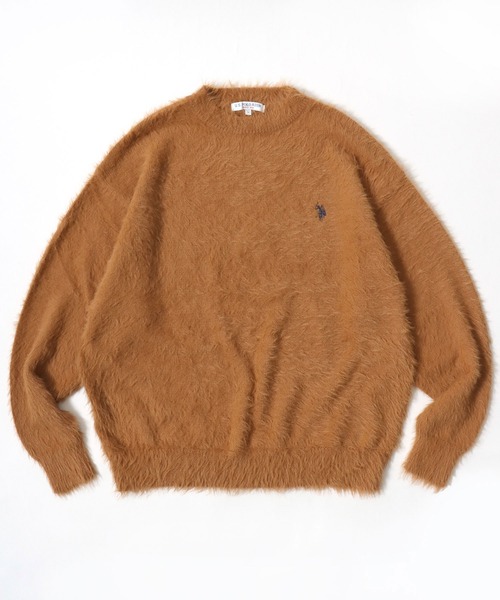 U.S. POLO ASSN.(ユーエスポロアッスン)の「U.S. POLO ASSN./ユーエスポロアッスン オーバーサイズ シャギーニット ロゴ ワンポイント刺繍 クルーネック セーター/レディース メンズ(ニット/セーター・メンズ・ブルー/ベージュ/ネイビー/ブラック/オレンジ・M/L/LL)」の5枚目の写真