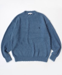 U.S. POLO ASSN./ユーエスポロアッスン オーバーサイズ シャギーニット ロゴ ワンポイント刺繍 クルーネック セーター/レディース メンズ