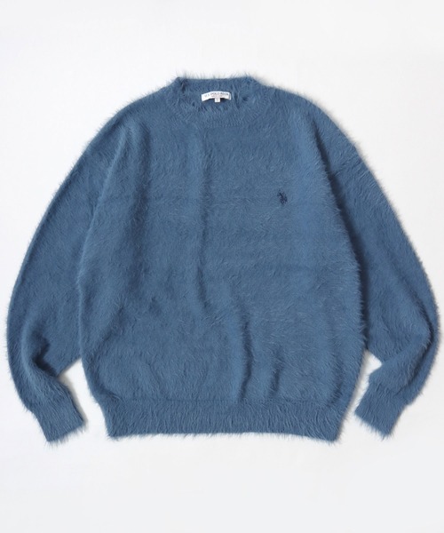 U.S. POLO ASSN.(ユーエスポロアッスン)の「U.S. POLO ASSN./ユーエスポロアッスン オーバーサイズ シャギーニット ロゴ ワンポイント刺繍 クルーネック セーター/レディース メンズ(ニット/セーター・メンズ・ブルー/ベージュ/ネイビー/ブラック/オレンジ・M/L/LL)」の4枚目の写真
