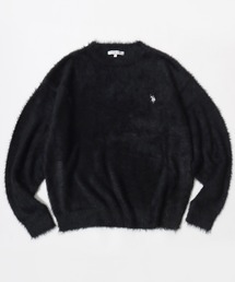 U.S. POLO ASSN./ユーエスポロアッスン オーバーサイズ シャギーニット ロゴ ワンポイント刺繍 クルーネック セーター/レディース メンズ