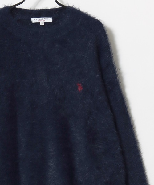 U.S. POLO ASSN.(ユーエスポロアッスン)の「U.S. POLO ASSN./ユーエスポロアッスン オーバーサイズ シャギーニット ロゴ ワンポイント刺繍 クルーネック セーター/レディース メンズ(ニット/セーター・メンズ・ブルー/ベージュ/ネイビー/ブラック/オレンジ・M/L/LL)」の20枚目の写真