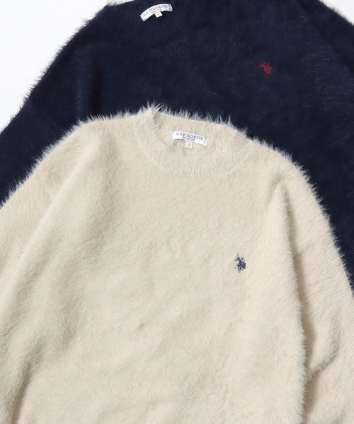 U.S. POLO ASSN.(ユーエスポロアッスン)の「U.S. POLO ASSN./ユーエスポロアッスン オーバーサイズ シャギーニット ロゴ ワンポイント刺繍 クルーネック セーター/レディース メンズ(ニット/セーター・メンズ・ブルー/ベージュ/ネイビー/ブラック/オレンジ・M/L/LL)」の14枚目の写真