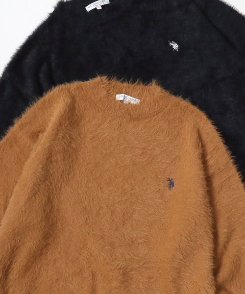 U.S. POLO ASSN.(ユーエスポロアッスン)の「U.S. POLO ASSN./ユーエスポロアッスン オーバーサイズ シャギーニット ロゴ ワンポイント刺繍 クルーネック セーター/レディース メンズ(ニット/セーター・メンズ・ブルー/ベージュ/ネイビー/ブラック/オレンジ・M/L/LL)」の17枚目の写真