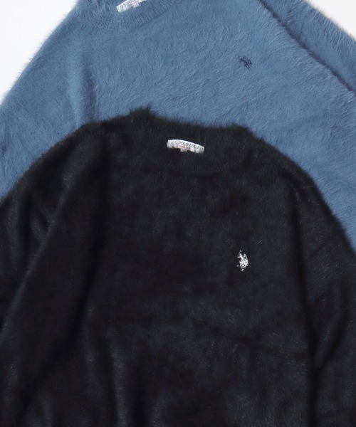 U.S. POLO ASSN.(ユーエスポロアッスン)の「U.S. POLO ASSN./ユーエスポロアッスン オーバーサイズ シャギーニット ロゴ ワンポイント刺繍 クルーネック セーター/レディース メンズ(ニット/セーター・メンズ・ブルー/ベージュ/ネイビー/ブラック/オレンジ・M/L/LL)」の13枚目の写真