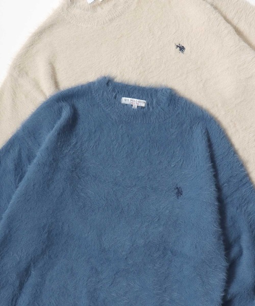 U.S. POLO ASSN.(ユーエスポロアッスン)の「U.S. POLO ASSN./ユーエスポロアッスン オーバーサイズ シャギーニット ロゴ ワンポイント刺繍 クルーネック セーター/レディース メンズ(ニット/セーター・メンズ・ブルー/ベージュ/ネイビー/ブラック/オレンジ・M/L/LL)」の16枚目の写真