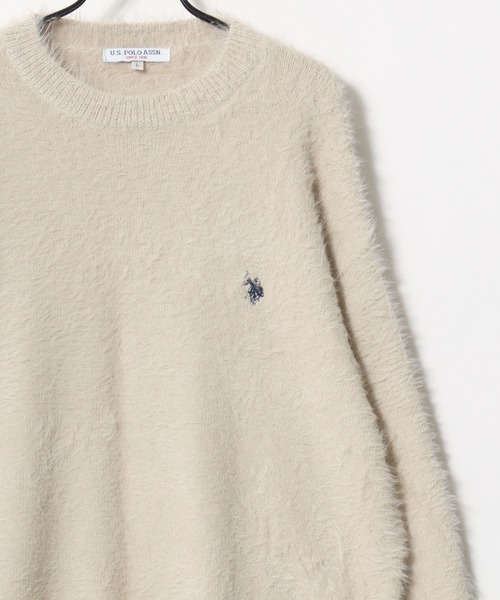 U.S. POLO ASSN.(ユーエスポロアッスン)の「U.S. POLO ASSN./ユーエスポロアッスン オーバーサイズ シャギーニット ロゴ ワンポイント刺繍 クルーネック セーター/レディース メンズ(ニット/セーター・メンズ・ブルー/ベージュ/ネイビー/ブラック/オレンジ・M/L/LL)」の19枚目の写真