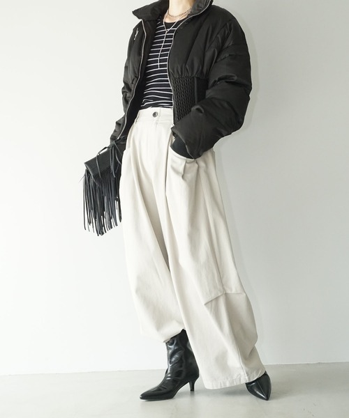 chuclla（チュクラ）の「コルセットヘム パッファーダウンジャケット chw25a064（ダウンジャケット/コート・レディース・ホワイト/ブラック・FREE）」の3枚目の写真