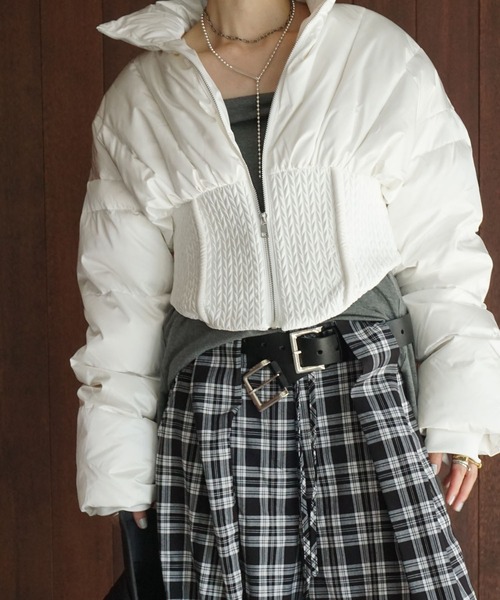 chuclla（チュクラ）の「コルセットヘム パッファーダウンジャケット chw25a064（ダウンジャケット/コート・レディース・ホワイト/ブラック・FREE）」の12枚目の写真