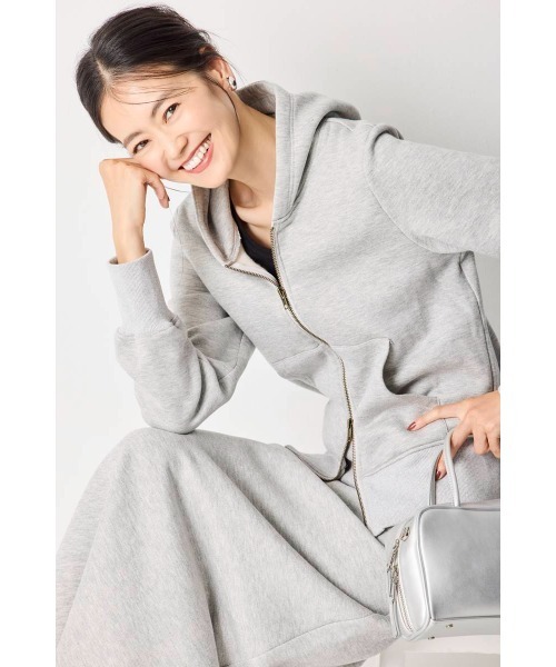 M.deux(エムドゥ)の「●《セットアップ対応》裏起毛パーカー●/ジップパーカー(パーカー・レディース・グレー/ブラック・MEDIUM)」の1枚目の写真