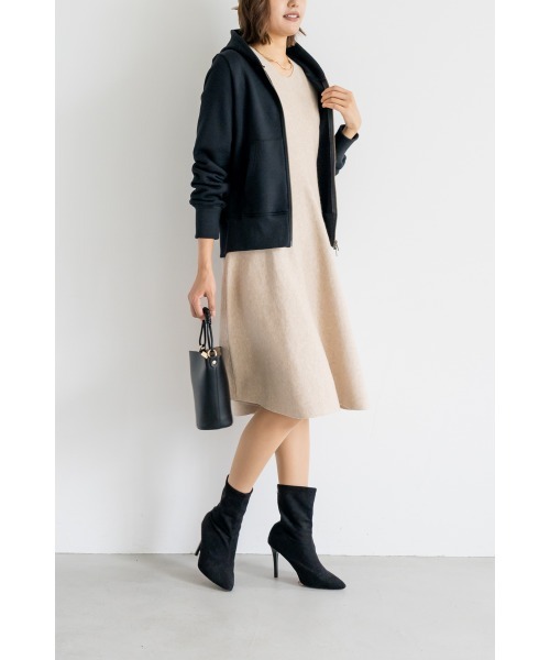 M.deux(エムドゥ)の「●《セットアップ対応》裏起毛パーカー●/ジップパーカー(パーカー・レディース・グレー/ブラック・MEDIUM)」の4枚目の写真
