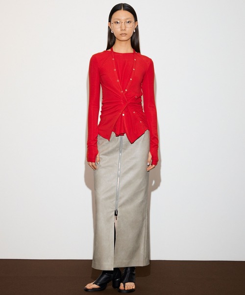 THINGS THAT MATTER(シングス ザット マター)の「MANY WAY LAYERED TOPS / メニーウェイレイヤードトップス(Tシャツ/カットソー・レディース・ブラック/レッド/ボルドー/ネイビー・FREE)」の10枚目の写真