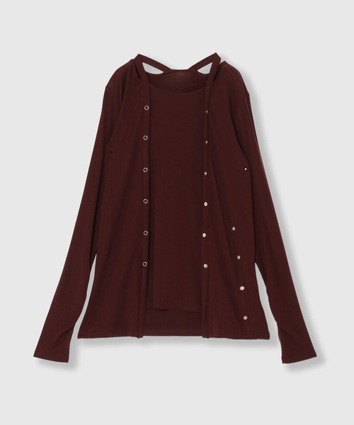 THINGS THAT MATTER(シングス ザット マター)の「MANY WAY LAYERED TOPS / メニーウェイレイヤードトップス(Tシャツ/カットソー・レディース・ブラック/レッド/ボルドー/ネイビー・FREE)」の18枚目の写真