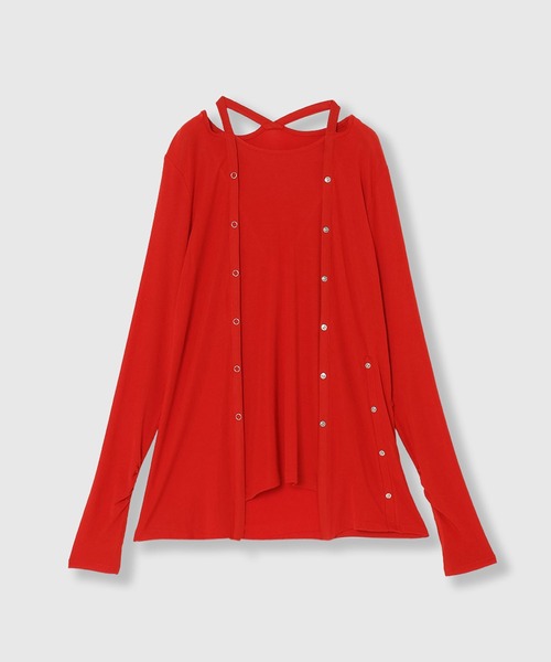 THINGS THAT MATTER(シングス ザット マター)の「MANY WAY LAYERED TOPS / メニーウェイレイヤードトップス(Tシャツ/カットソー・レディース・ブラック/レッド/ボルドー/ネイビー・FREE)」の16枚目の写真