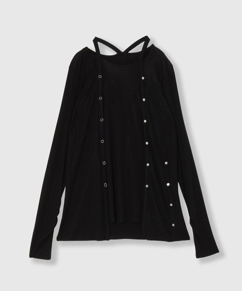 THINGS THAT MATTER(シングス ザット マター)の「MANY WAY LAYERED TOPS / メニーウェイレイヤードトップス(Tシャツ/カットソー・レディース・ブラック/レッド/ボルドー/ネイビー・FREE)」の12枚目の写真