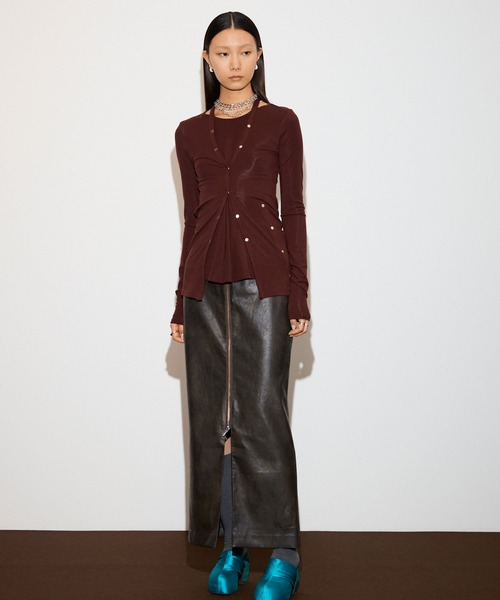 THINGS THAT MATTER(シングス ザット マター)の「MANY WAY LAYERED TOPS / メニーウェイレイヤードトップス(Tシャツ/カットソー・レディース・ブラック/レッド/ボルドー/ネイビー・FREE)」の8枚目の写真