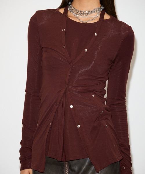 THINGS THAT MATTER(シングス ザット マター)の「MANY WAY LAYERED TOPS / メニーウェイレイヤードトップス(Tシャツ/カットソー・レディース・ブラック/レッド/ボルドー/ネイビー・FREE)」の7枚目の写真