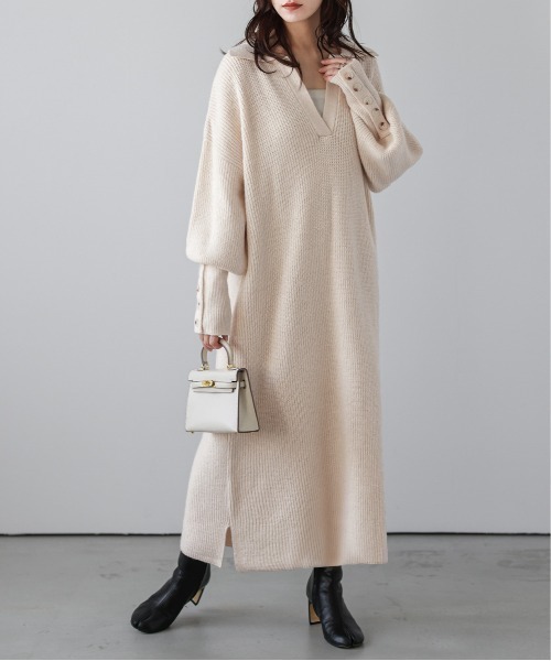 セール】キーネックニットワンピース（ワンピース）｜La-gemme