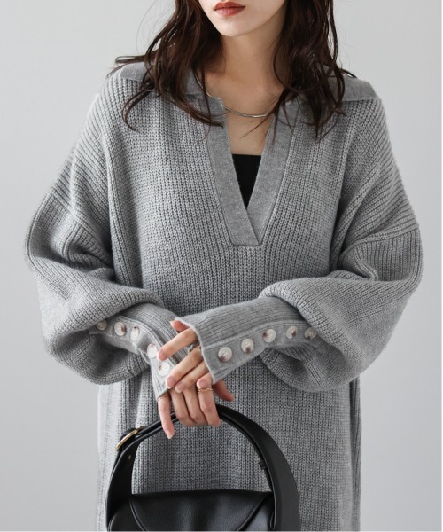 La-gemme(ラジェム)の「キーネックニットワンピース(ワンピース・レディース・ブラック/ブラウン/アイボリー/グレー・フリー)」の15枚目の写真
