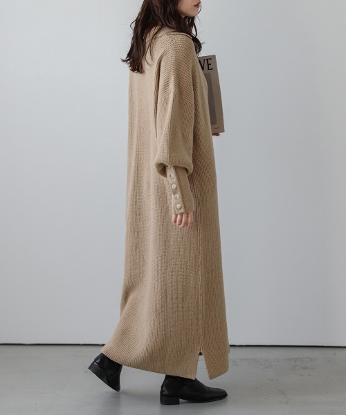 La-gemme(ラジェム)の「キーネックニットワンピース(ワンピース・レディース・ブラック/ブラウン/アイボリー/グレー・フリー)」の18枚目の写真
