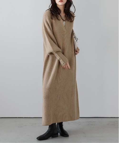 La-gemme(ラジェム)の「キーネックニットワンピース(ワンピース・レディース・ブラック/ブラウン/アイボリー/グレー・フリー)」の19枚目の写真