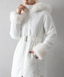 ホワイトダウンジャケット ウエストベルト付き ホワイトダウンジャケット ウエストベルト付き