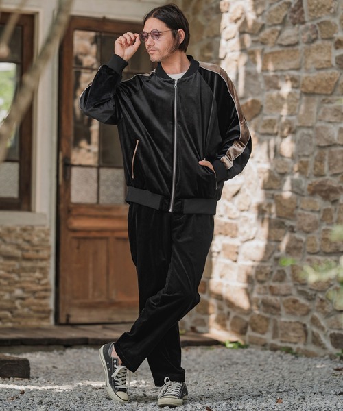 mj11138-ラグランスリーブラインベロアブルゾン（スカジャン）｜CAMBIO