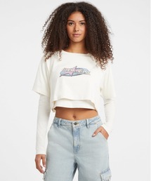 GUESS JEANS Sl Crew Neck Boxy 2Fer Star Printed Tee 長袖Tシャツ
