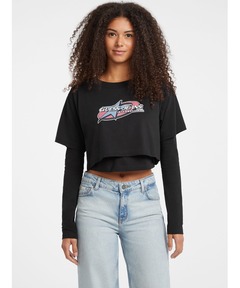 GUESS JEANS Sl Crew Neck Boxy 2Fer Star Printed Tee