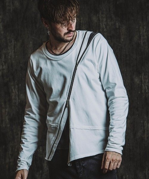 NO ID.(ノーアイディ)の「mlt5436- マルチシームZIP-PO カットソー(857006-331T)(Tシャツ/カットソー・メンズ・グレー/ブラック/ホワイト・1/2)」の6枚目の写真