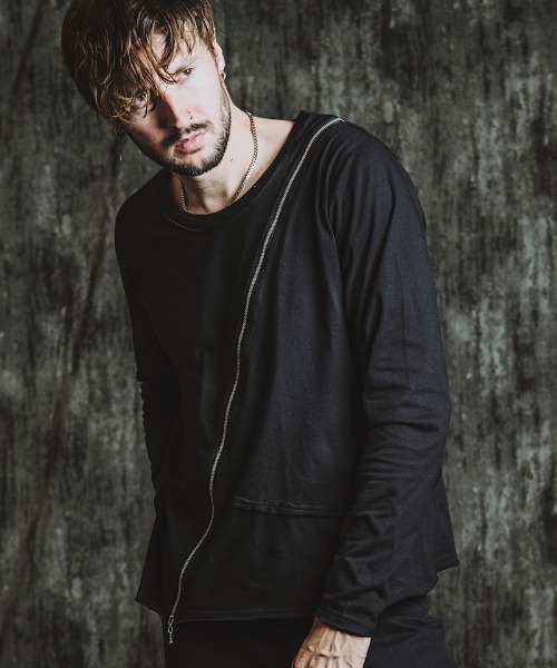NO ID.(ノーアイディ)の「mlt5436- マルチシームZIP-PO カットソー(857006-331T)(Tシャツ/カットソー・メンズ・グレー/ブラック/ホワイト・1/2)」の9枚目の写真