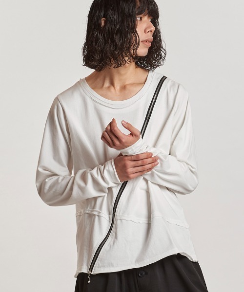 NO ID.(ノーアイディ)の「mlt5436- マルチシームZIP-PO カットソー(857006-331T)(Tシャツ/カットソー・メンズ・グレー/ブラック/ホワイト・1/2)」の13枚目の写真