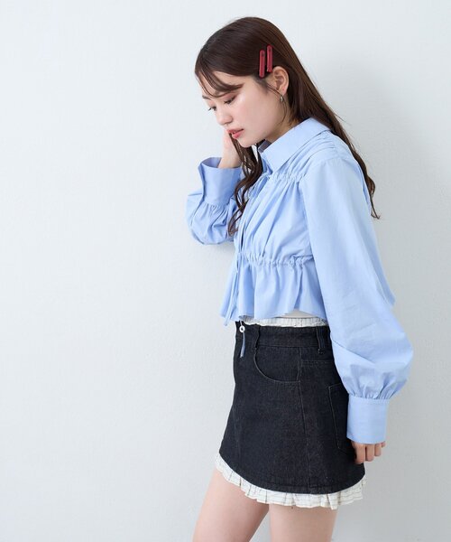 Kastane(カスタネ)の「フロントリボンシャツ(シャツ/ブラウス・レディース・グレー/アイボリー/サックスブルー・FREE)」の22枚目の写真