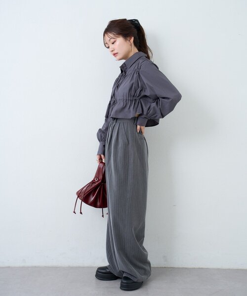 Kastane(カスタネ)の「フロントリボンシャツ(シャツ/ブラウス・レディース・グレー/アイボリー/サックスブルー・FREE)」の18枚目の写真