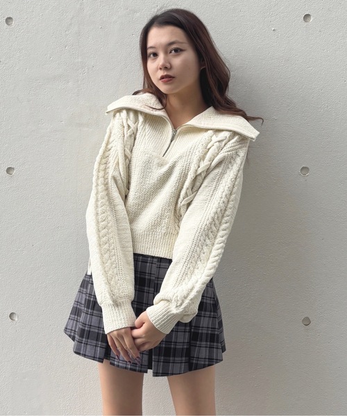 one way（ワンウェイ）の「モールレーシングニット（ニット/セーター・レディース・ブルー/ホワイト/ピンク/ネイビー/グレー/ライトピンク・FREE）」の2枚目の写真