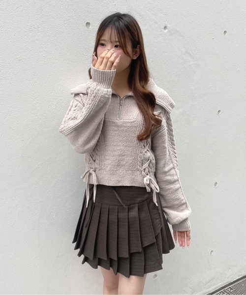 one way（ワンウェイ）の「モールレーシングニット（ニット/セーター・レディース・ブルー/ホワイト/ピンク/ネイビー/グレー/ライトピンク・FREE）」の5枚目の写真