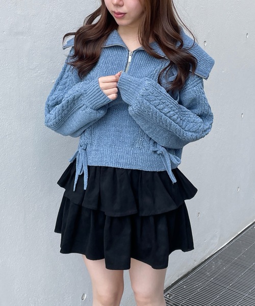 one way（ワンウェイ）の「モールレーシングニット（ニット/セーター・レディース・ブルー/ホワイト/ピンク/ネイビー/グレー/ライトピンク・FREE）」の15枚目の写真