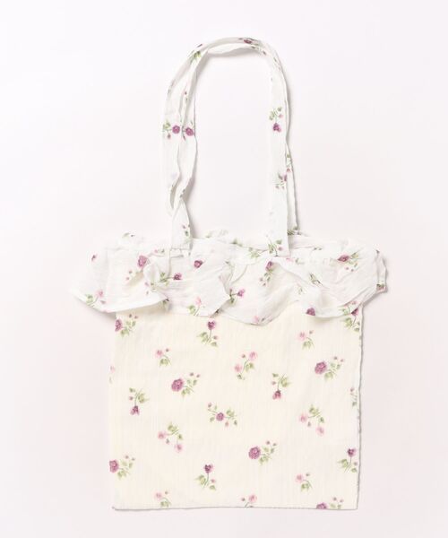 VIBGYOR（ヴィブジョー）の「Liaa/花柄 くしゅくしゅ フリル トートバッグ A18696（トートバッグ・レディース・ホワイト/ブラウン/アイボリー/イエロー・FREE）」の9枚目の写真