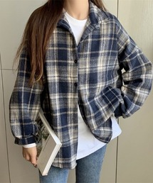 オーバーサイズ起毛チェック柄シャツ
