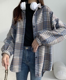 オーバーサイズ起毛チェック柄シャツ