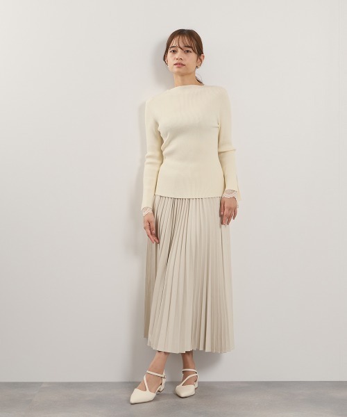 QUEENS COURT（クイーンズコート）の「シープナッパチョウプリーツスカート（スカート・レディース・ブラック/アイボリー・M）」の11枚目の写真