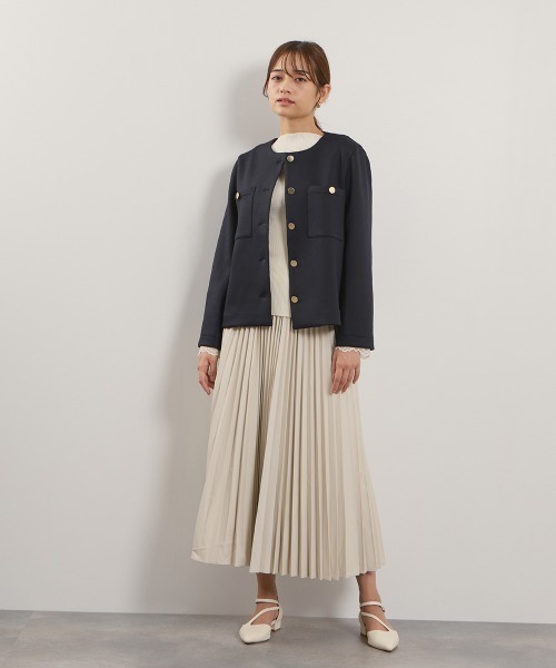 QUEENS COURT（クイーンズコート）の「シープナッパチョウプリーツスカート（スカート・レディース・ブラック/アイボリー・M）」の12枚目の写真