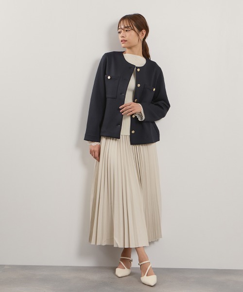 QUEENS COURT（クイーンズコート）の「シープナッパチョウプリーツスカート（スカート・レディース・ブラック/アイボリー・M）」の9枚目の写真