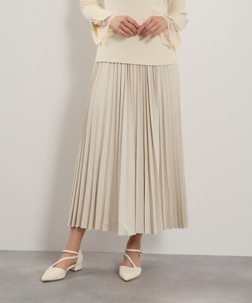 QUEENS COURT（クイーンズコート）の「シープナッパチョウプリーツスカート（スカート・レディース・ブラック/アイボリー・M）」の14枚目の写真