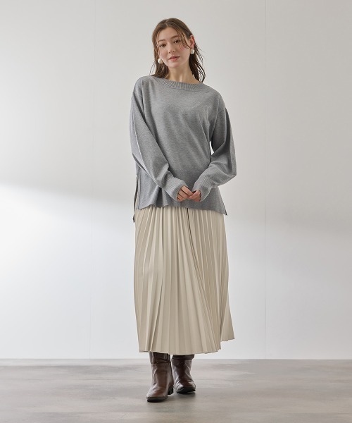 QUEENS COURT（クイーンズコート）の「シープナッパチョウプリーツスカート（スカート・レディース・ブラック/アイボリー・M）」の4枚目の写真