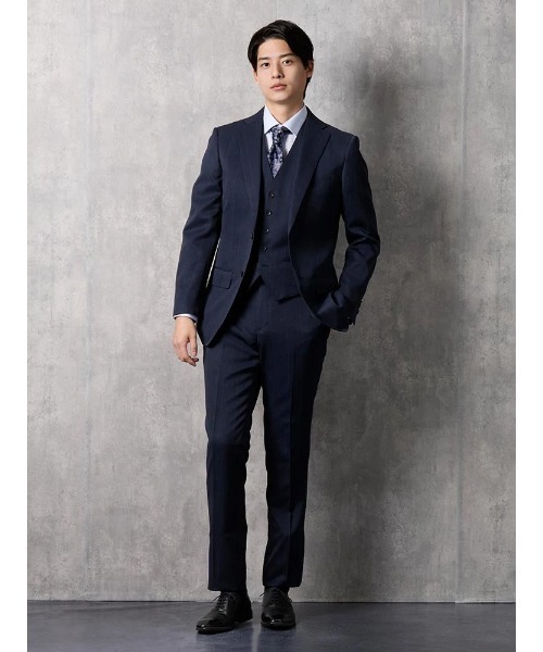 セール】【上下洗える】スリーピーススーツ ウインドペン【クラシコ