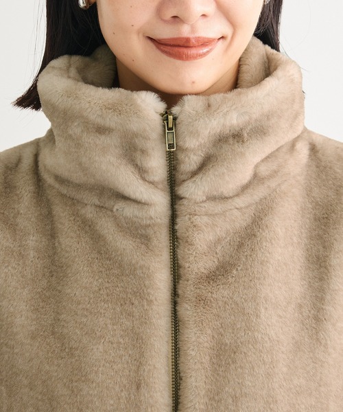 Green　Parks（グリーンパークス）の「スタンドカラーZIPファーベスト（ベスト・レディース・その他6/チャコールグレー・FREE）」の9枚目の写真